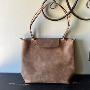 Sunshine brown leather tote bag